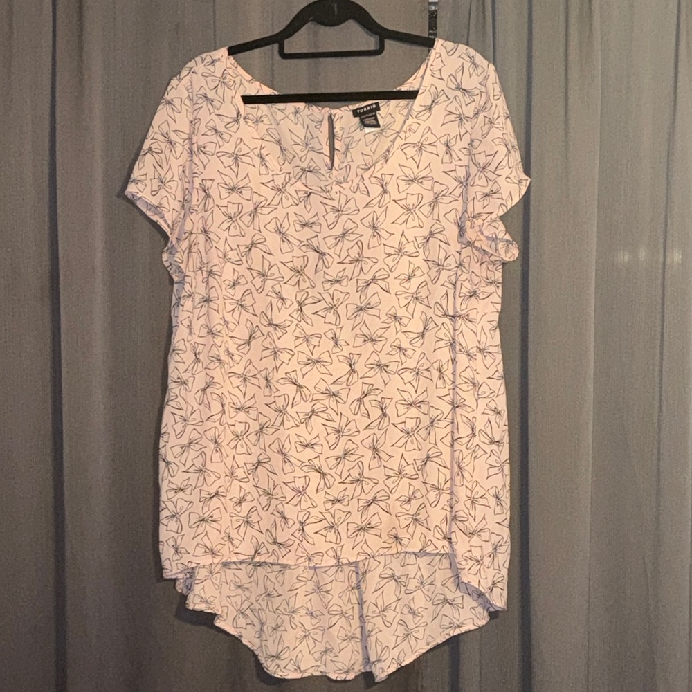Torrid Light Pink and Black Bow Blouse